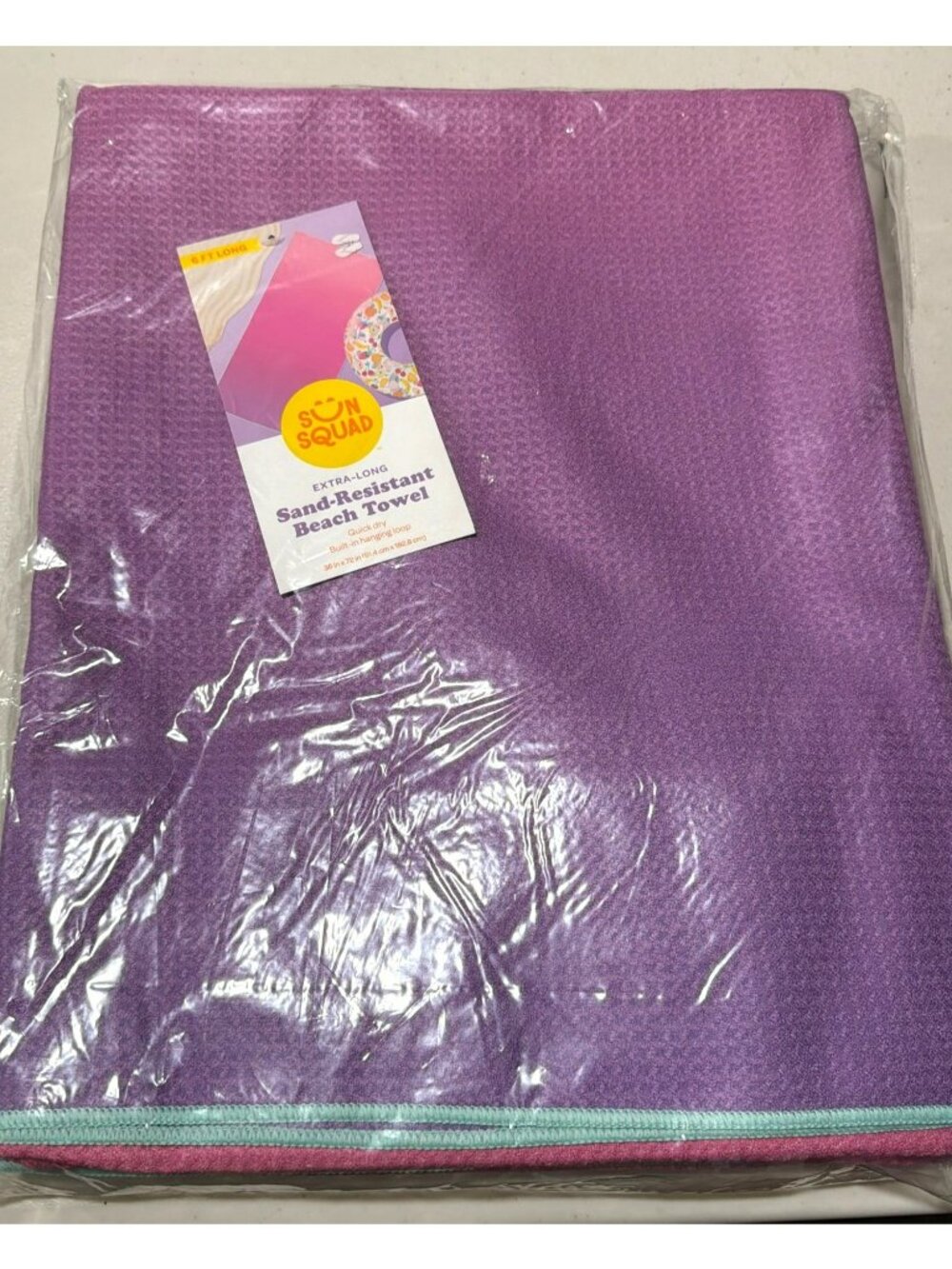 Set of 2  Extra-Long Sand-Resistant Beach Towel Quick-Dry Built-In Hanging Loop